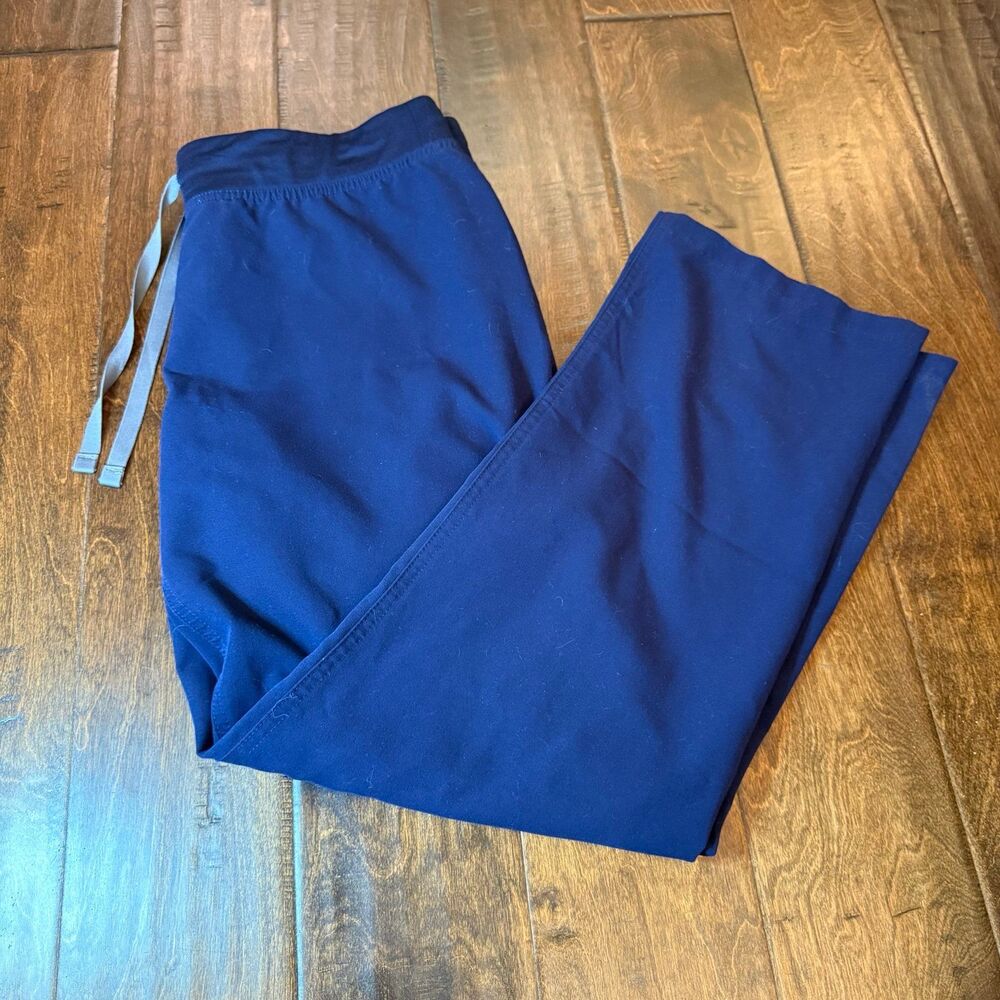Figs Livingston High-Rise Straight-Leg Scrub Pant Navy Blue size Medium Petite